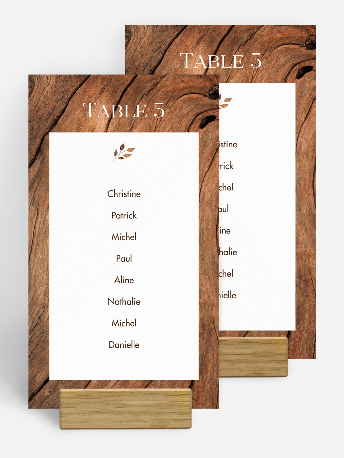 Nom de table mariage Effet bois