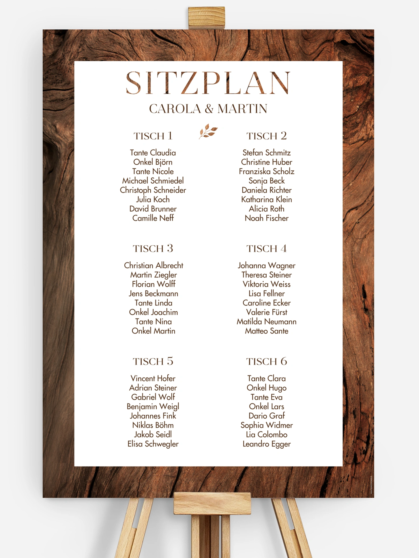 Sitzplan Plakat Auf Holz