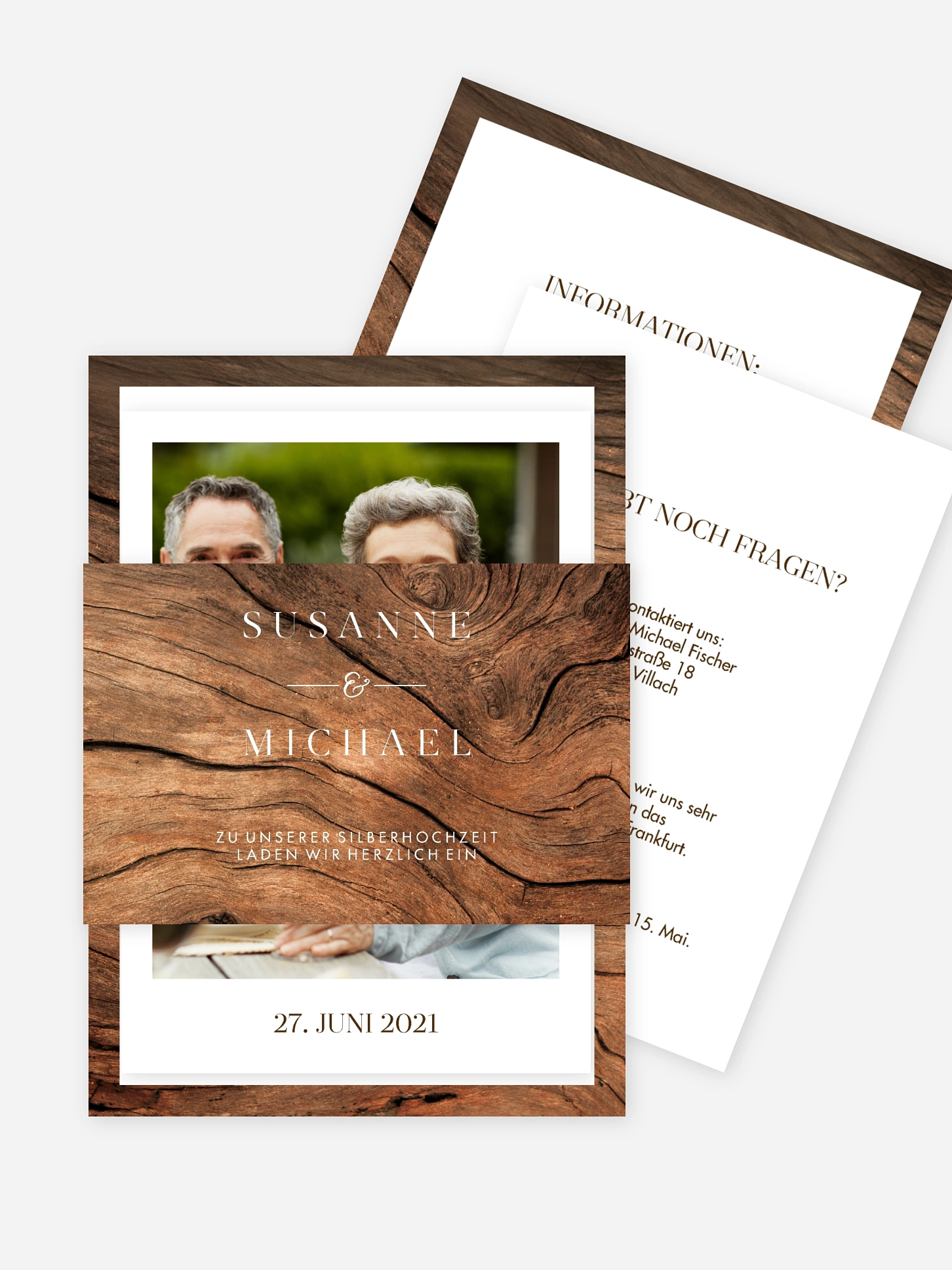 Einladung zur Silberhochzeit Auf Holz