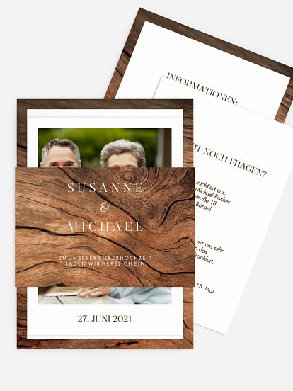 Einladung zur Silberhochzeit Auf Holz