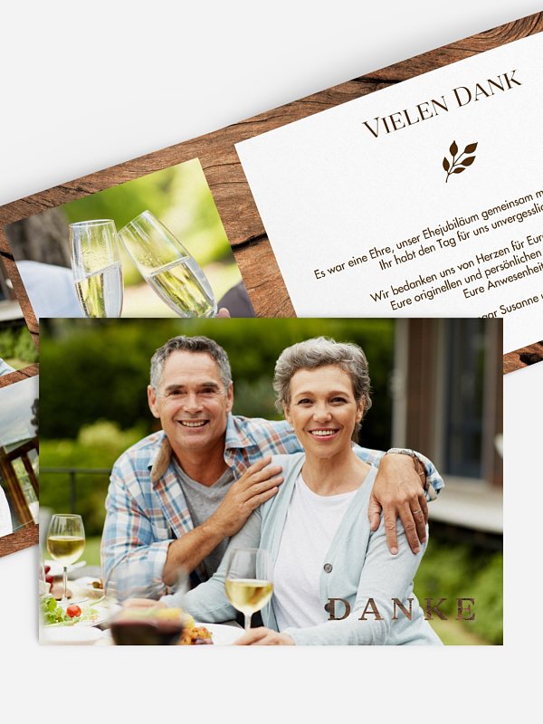 Danksagung zur Silberhochzeit Auf Holz