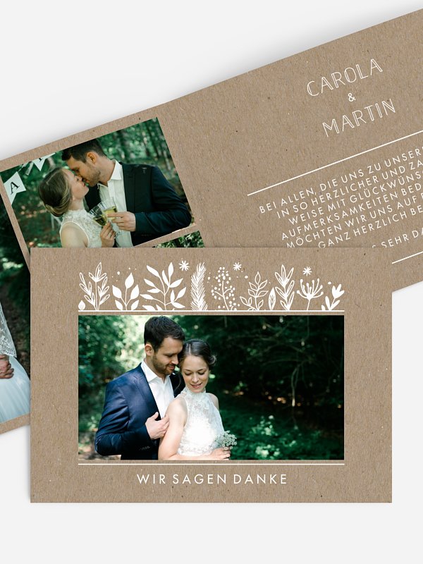 Dankeskarte Hochzeit Les Floralies Kraftpapier