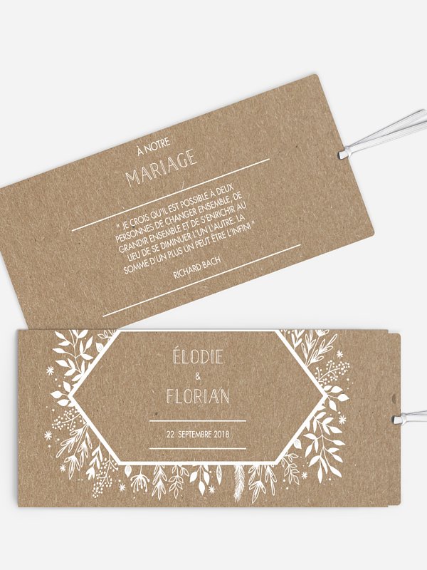 Faire-part mariage Les floralies papier kraft