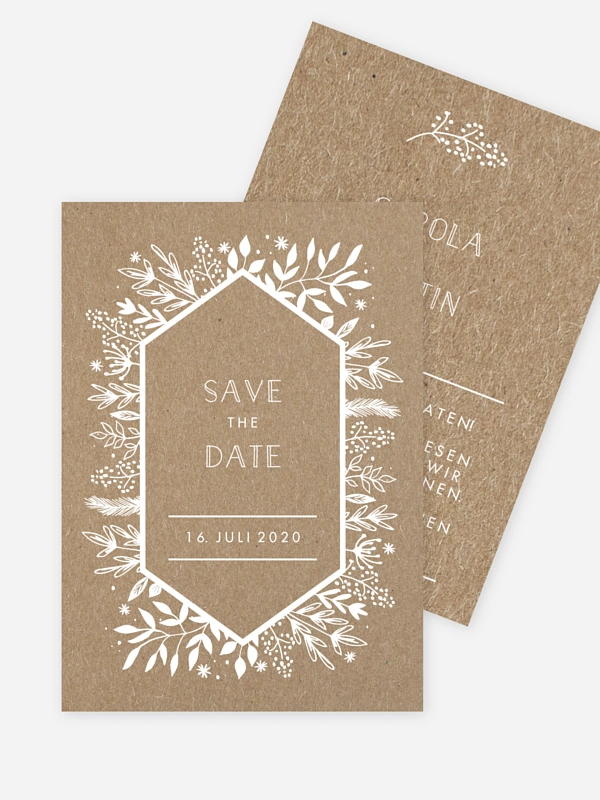 Save-the-Date Karte Les Floralies Kraftpapier