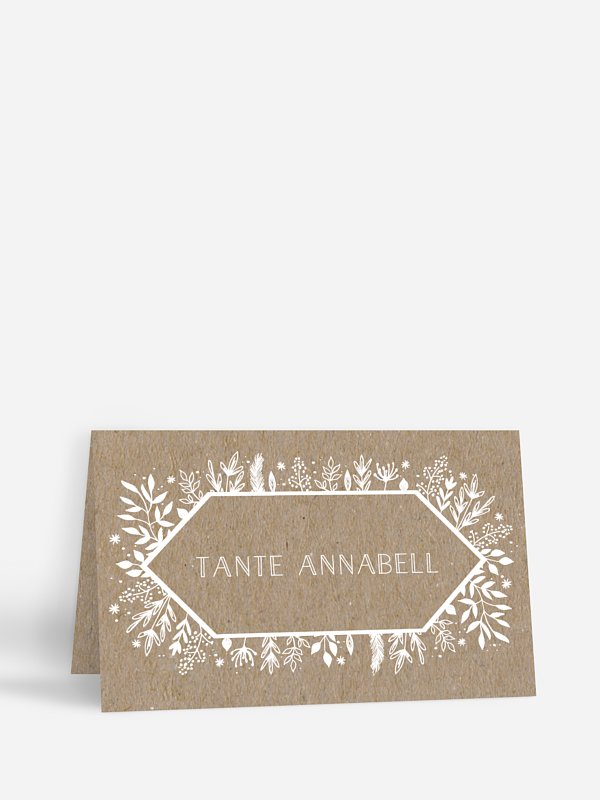 Tischkarte Hochzeit Les Floralies Kraftpapier