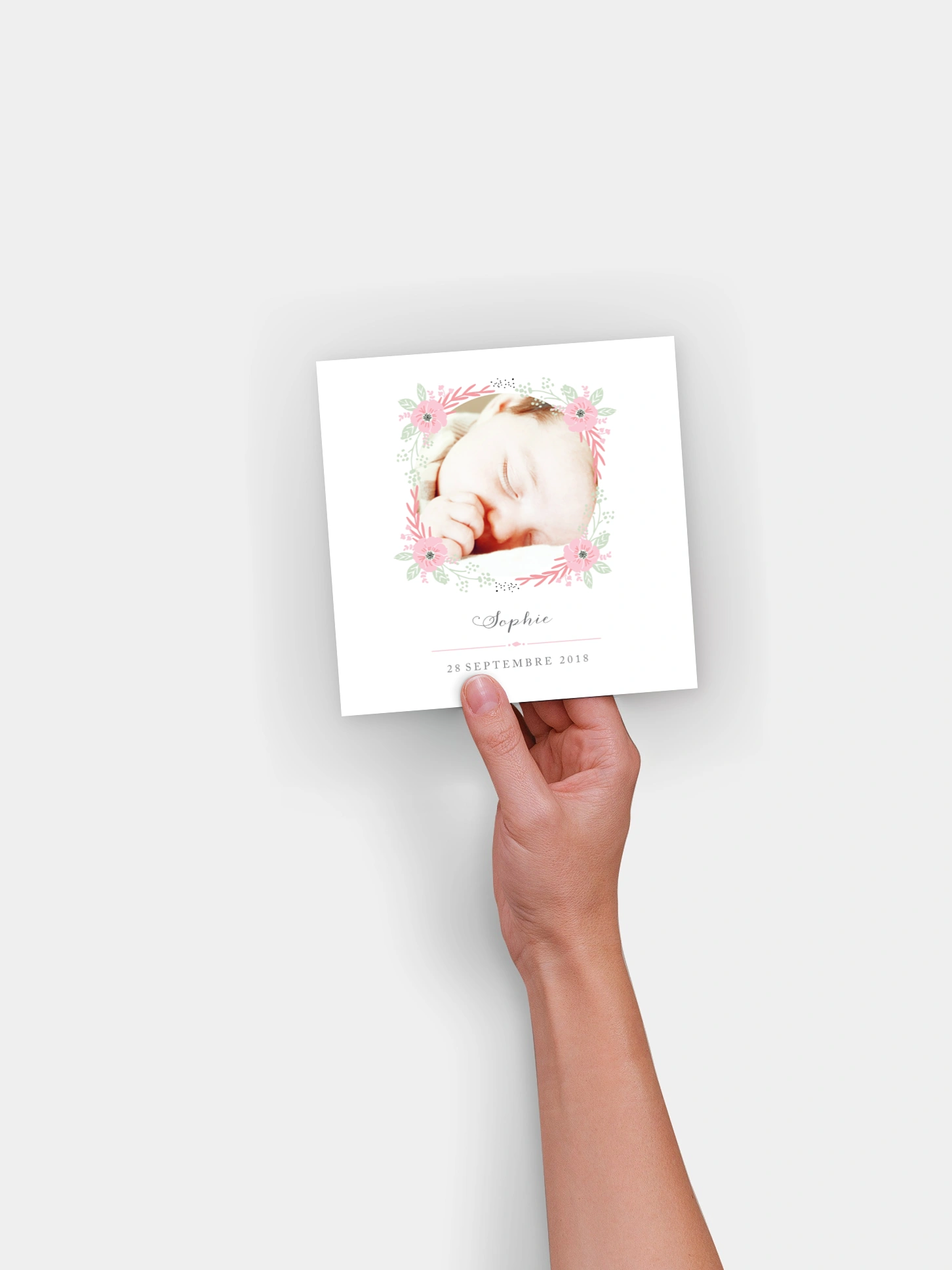 Faire-part naissance Couronne fleurie