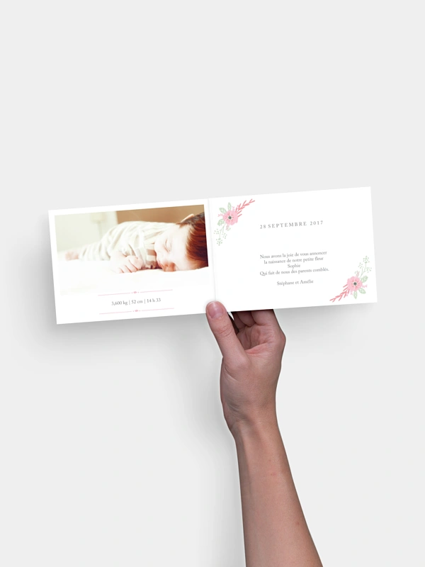 Faire-part naissance Couronne fleurie