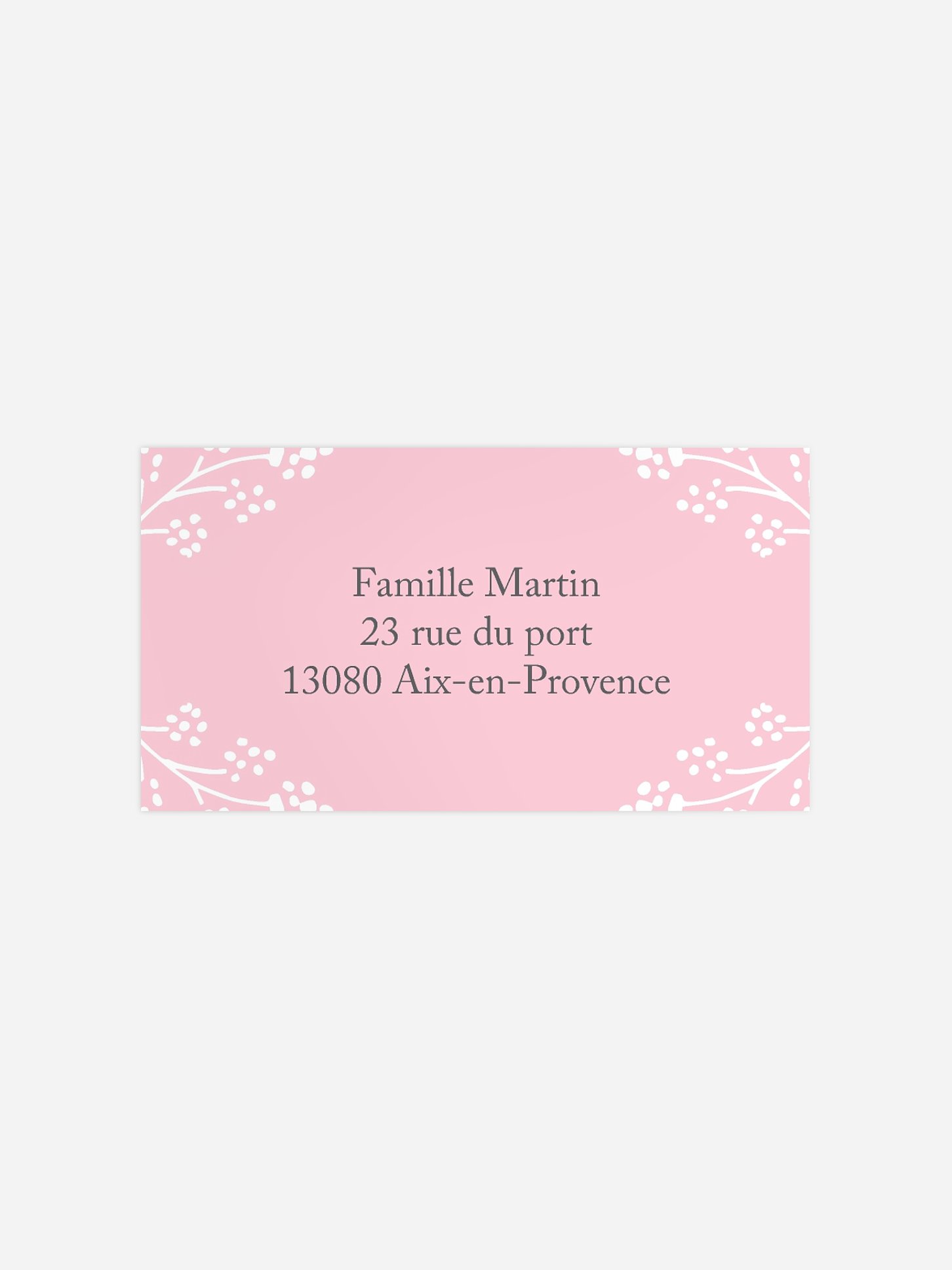 Étiquette destinataire naissance Couronne fleuri