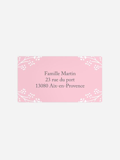 Étiquette destinataire naissance Couronne fleuri