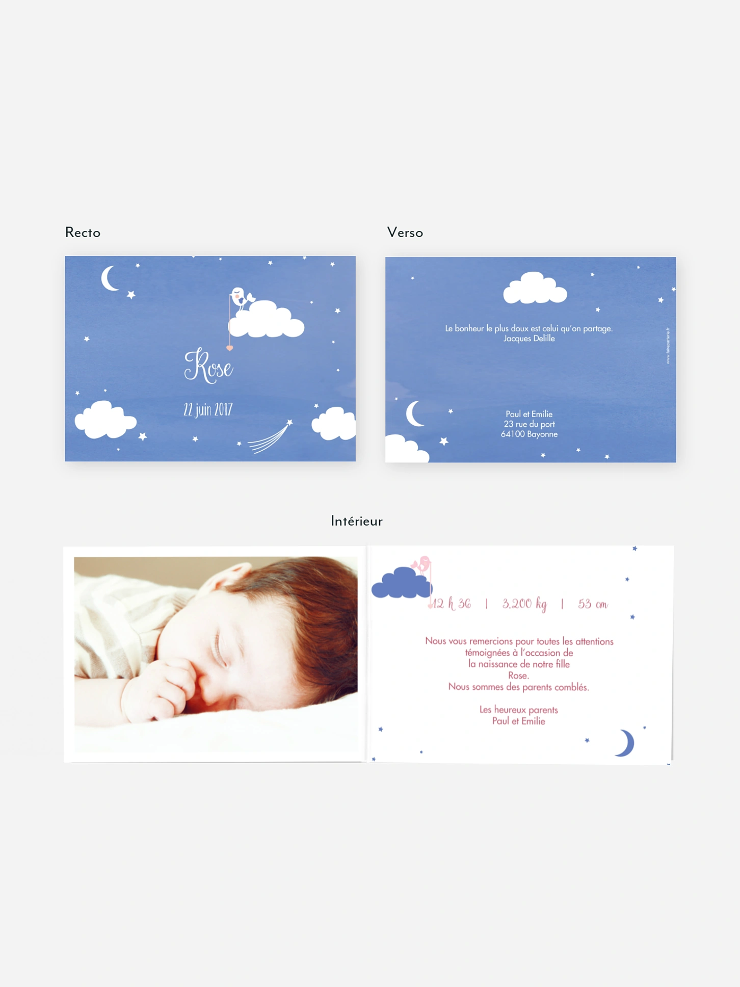 Faire-part naissance Dans les nuages