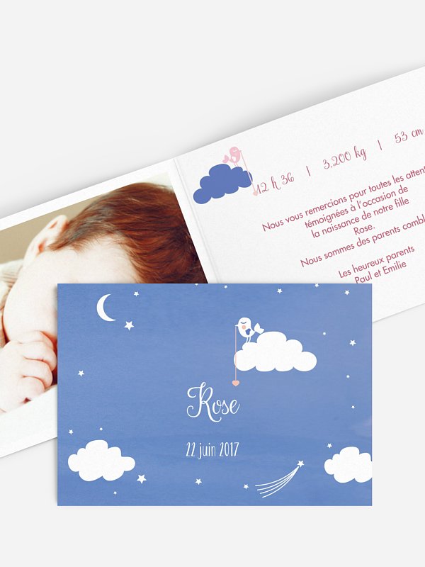 Faire-part naissance Dans les nuages