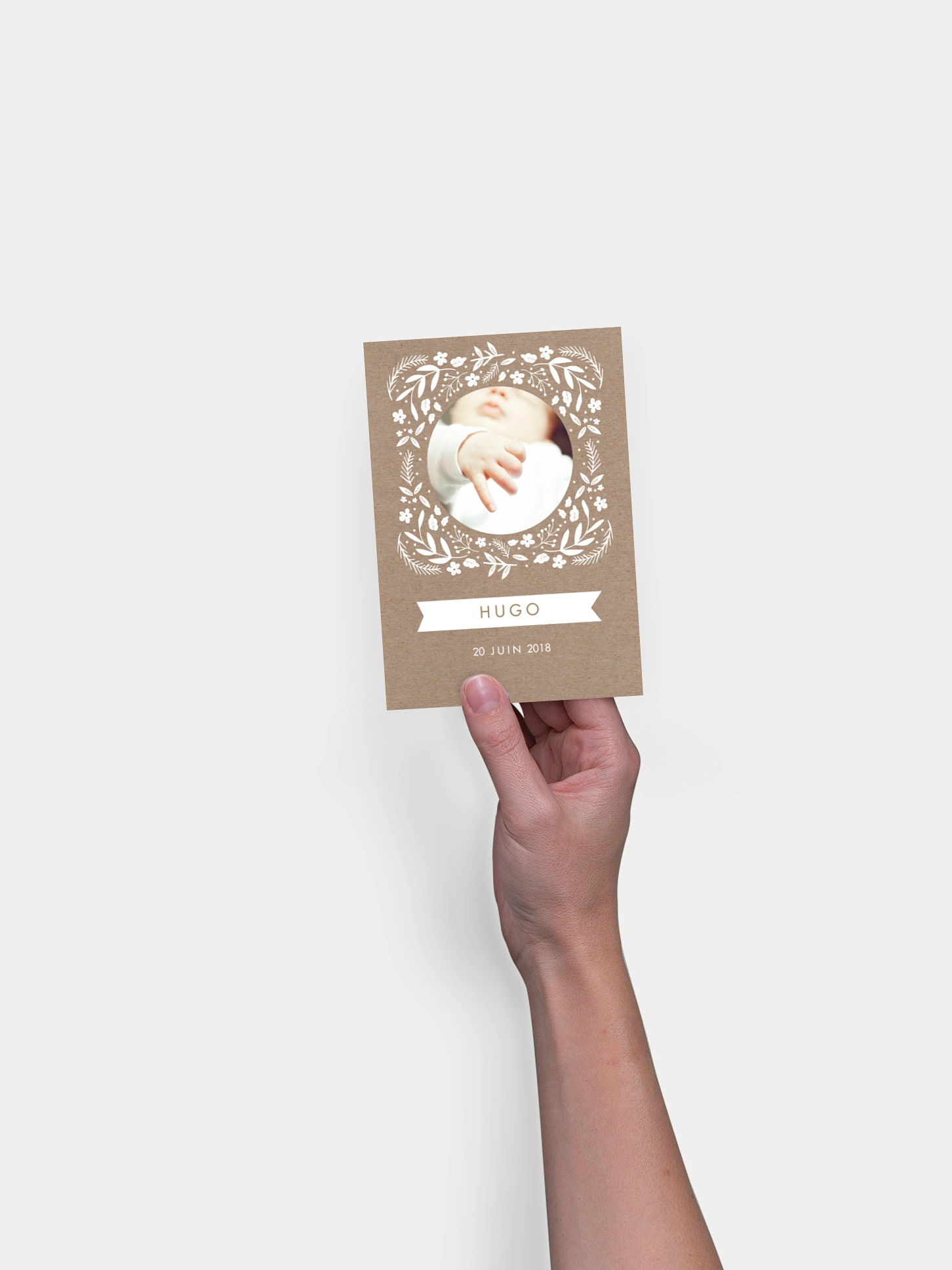 Faire-part naissance Kraft Floral