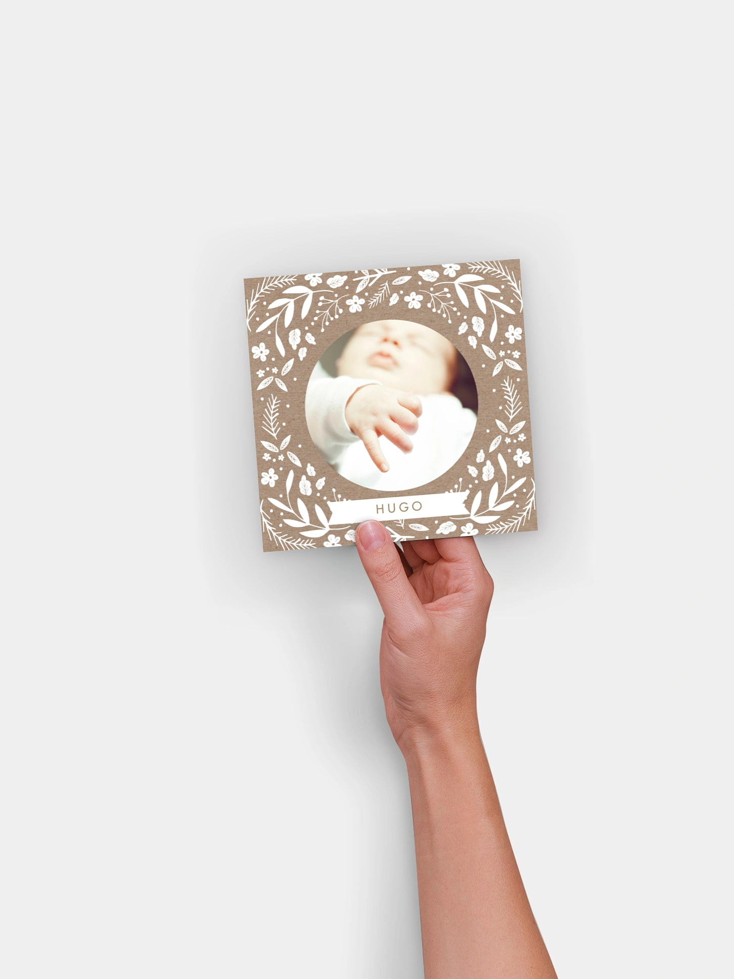 Faire-part naissance Kraft Floral