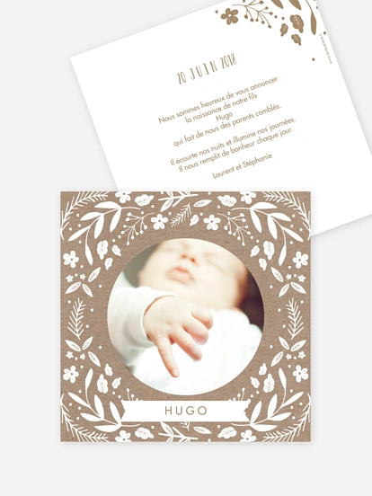 Faire-part naissance Kraft Floral