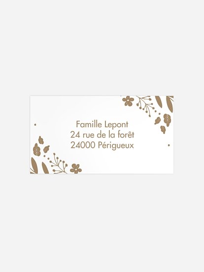 Étiquette destinataire naissance Kraft Floral
