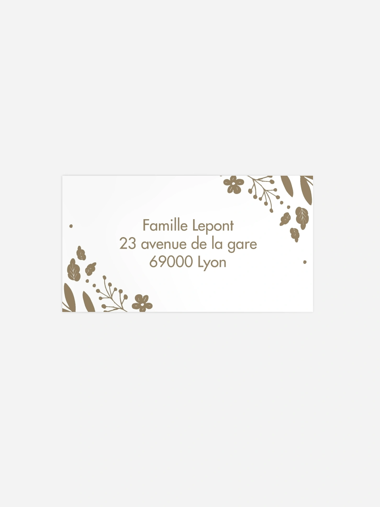 Étiquette destinataire baptême Kraft floral