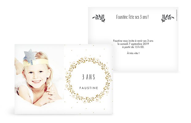 invitation anniversaire enfant Couronne scintillante