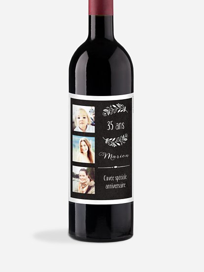 Étiquette pour bouteille Ardoise fleurie