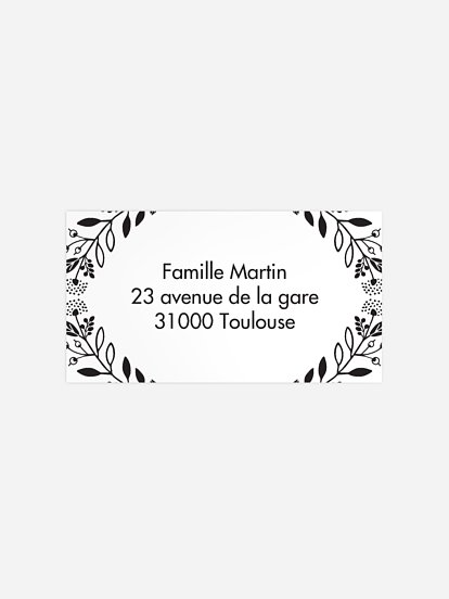 Étiquette destinataire naissance ardoise fleurie