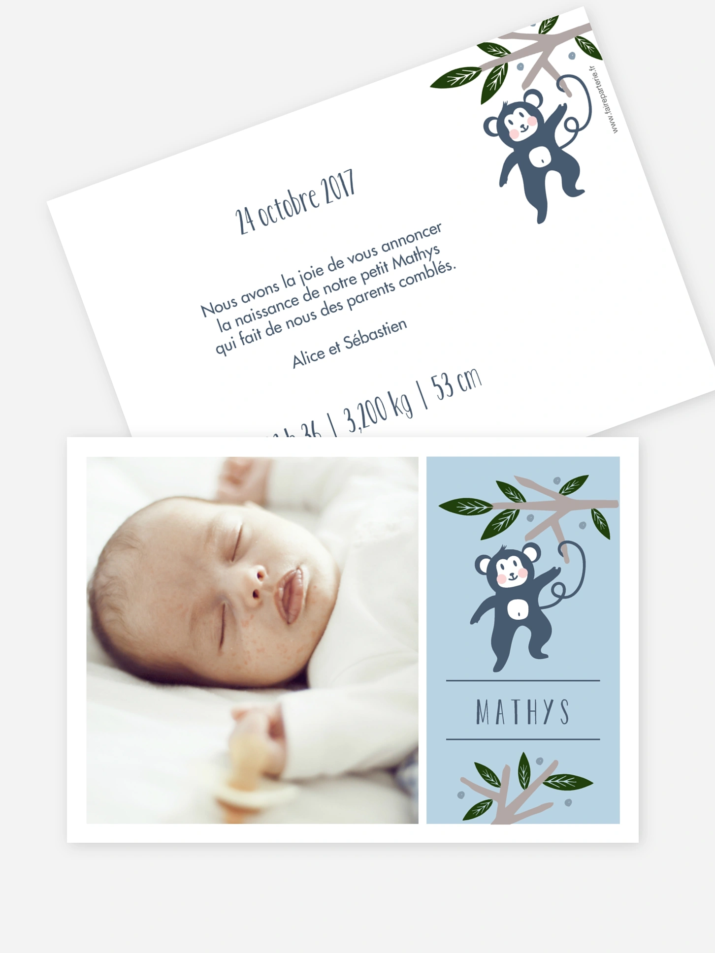 Faire-part naissance Petit singe