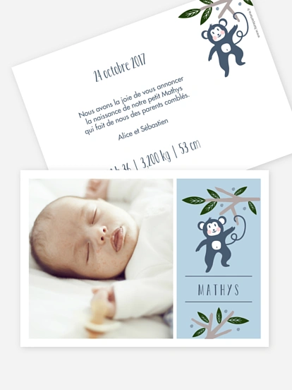 Faire-part naissance Petit singe