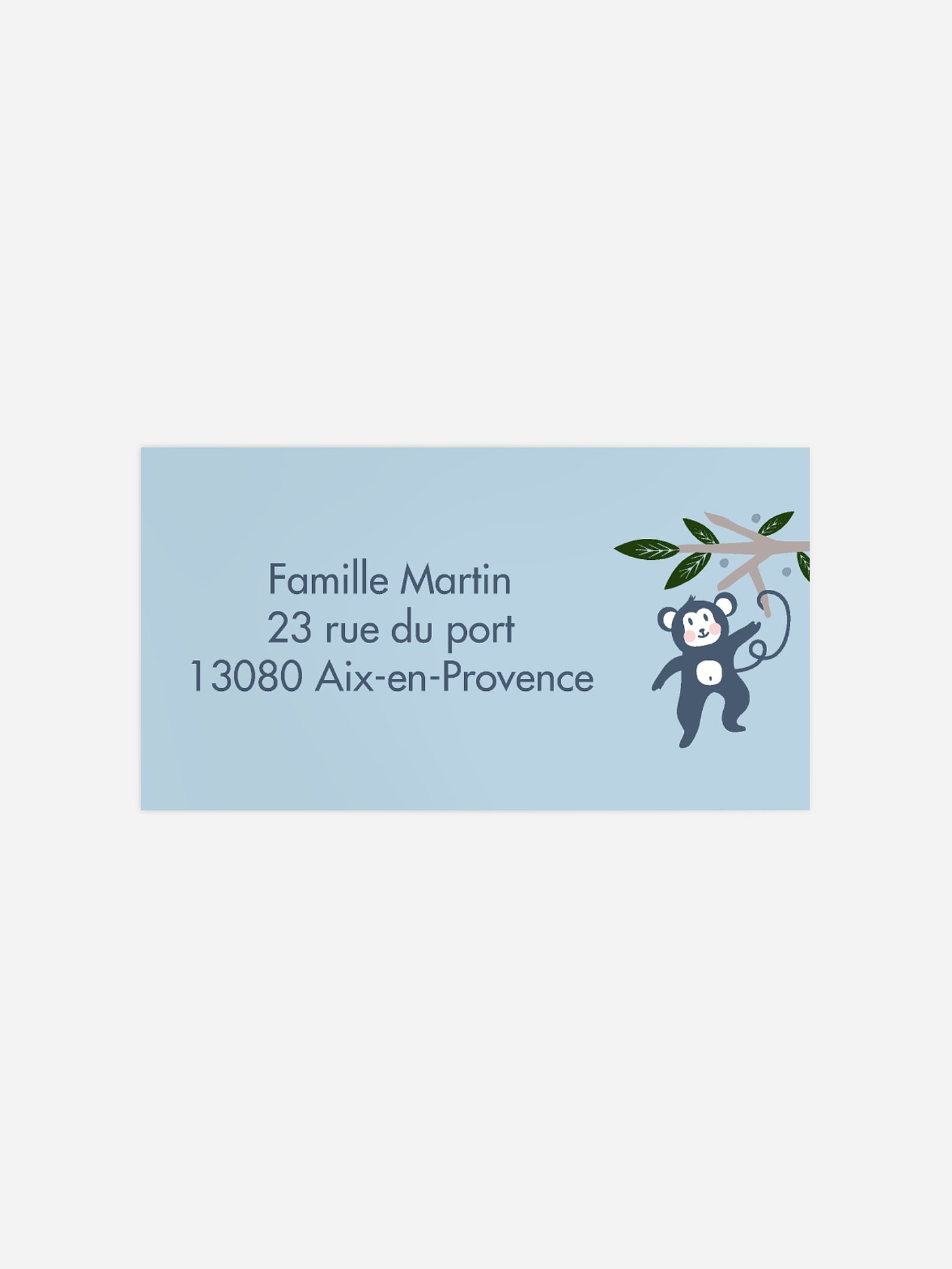 Étiquette destinataire naissance Petit singe