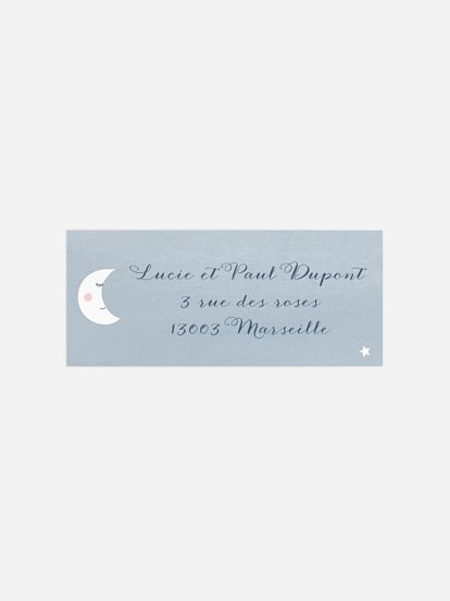 Étiquette expéditeur naissance Jolie lune