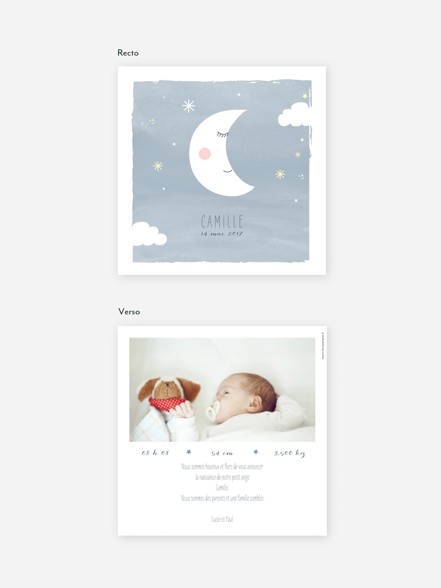 Faire-part naissance Jolie lune