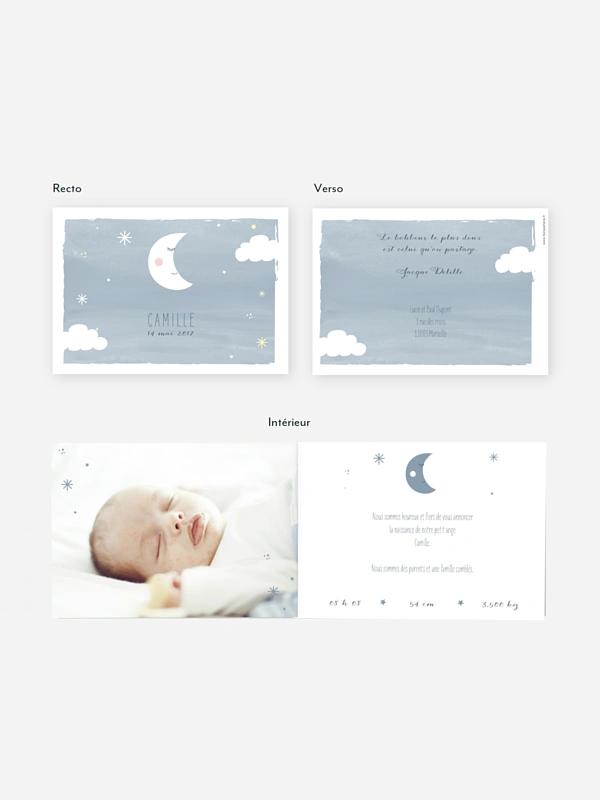 Faire-part naissance Jolie lune