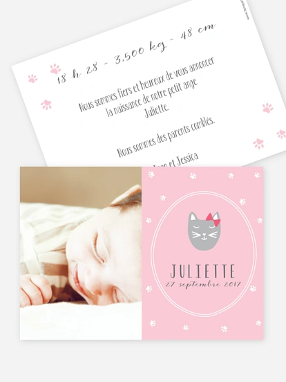 Faire-part naissance Petit chat