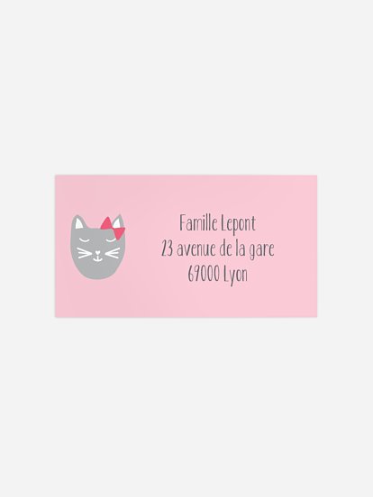 Étiquette destinataire naissance petit chat
