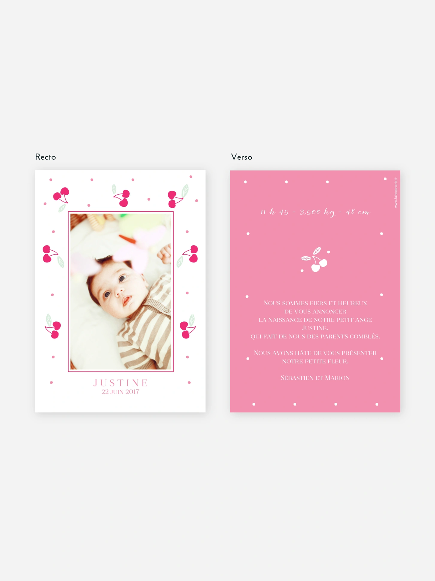 Faire-part naissance Jolies cerises