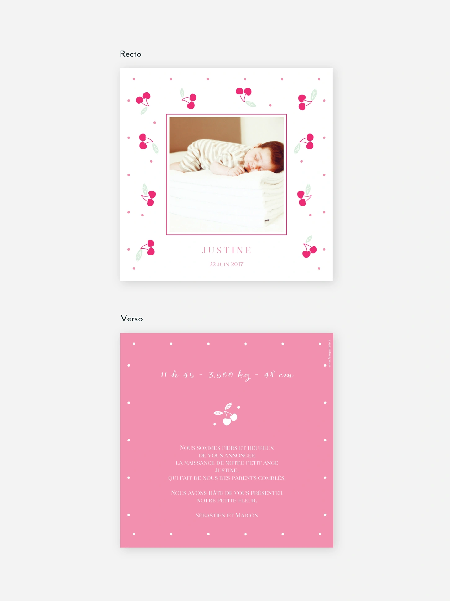 Faire-part naissance Jolies cerises
