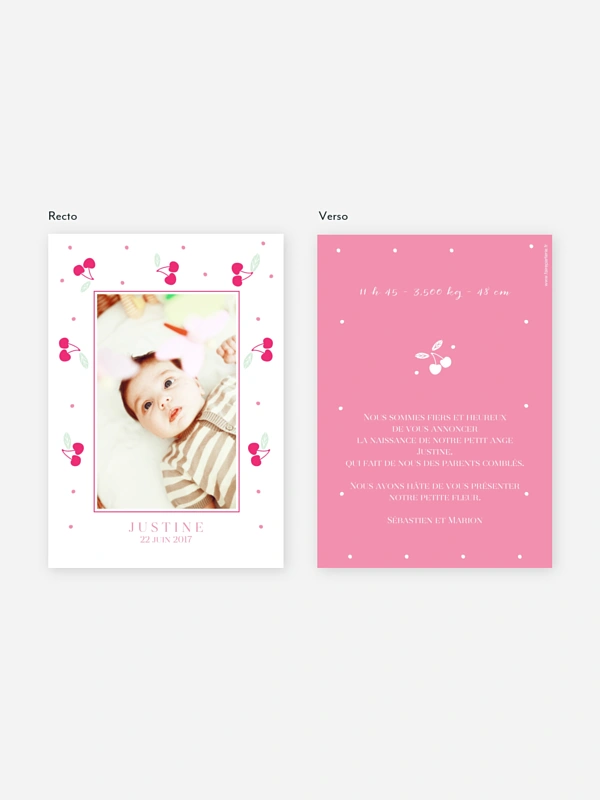 Faire-part naissance Jolies cerises