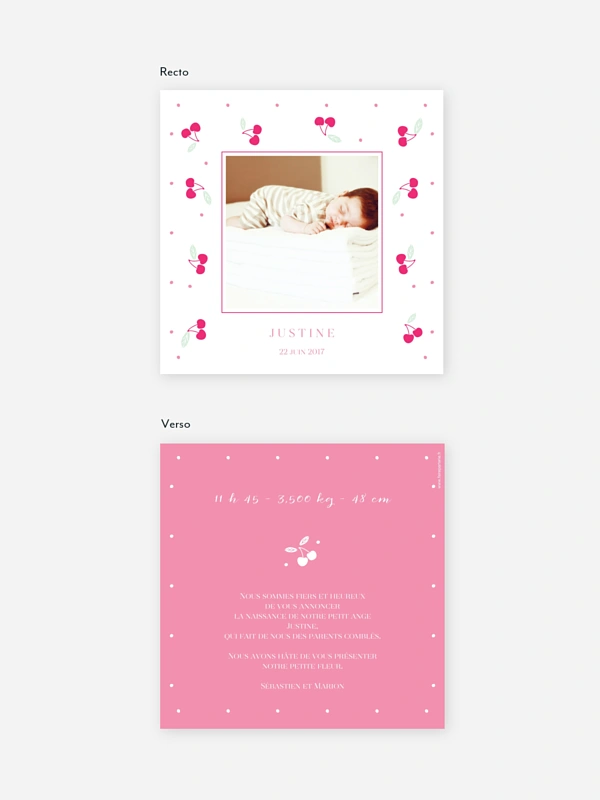 Faire-part naissance Jolies cerises