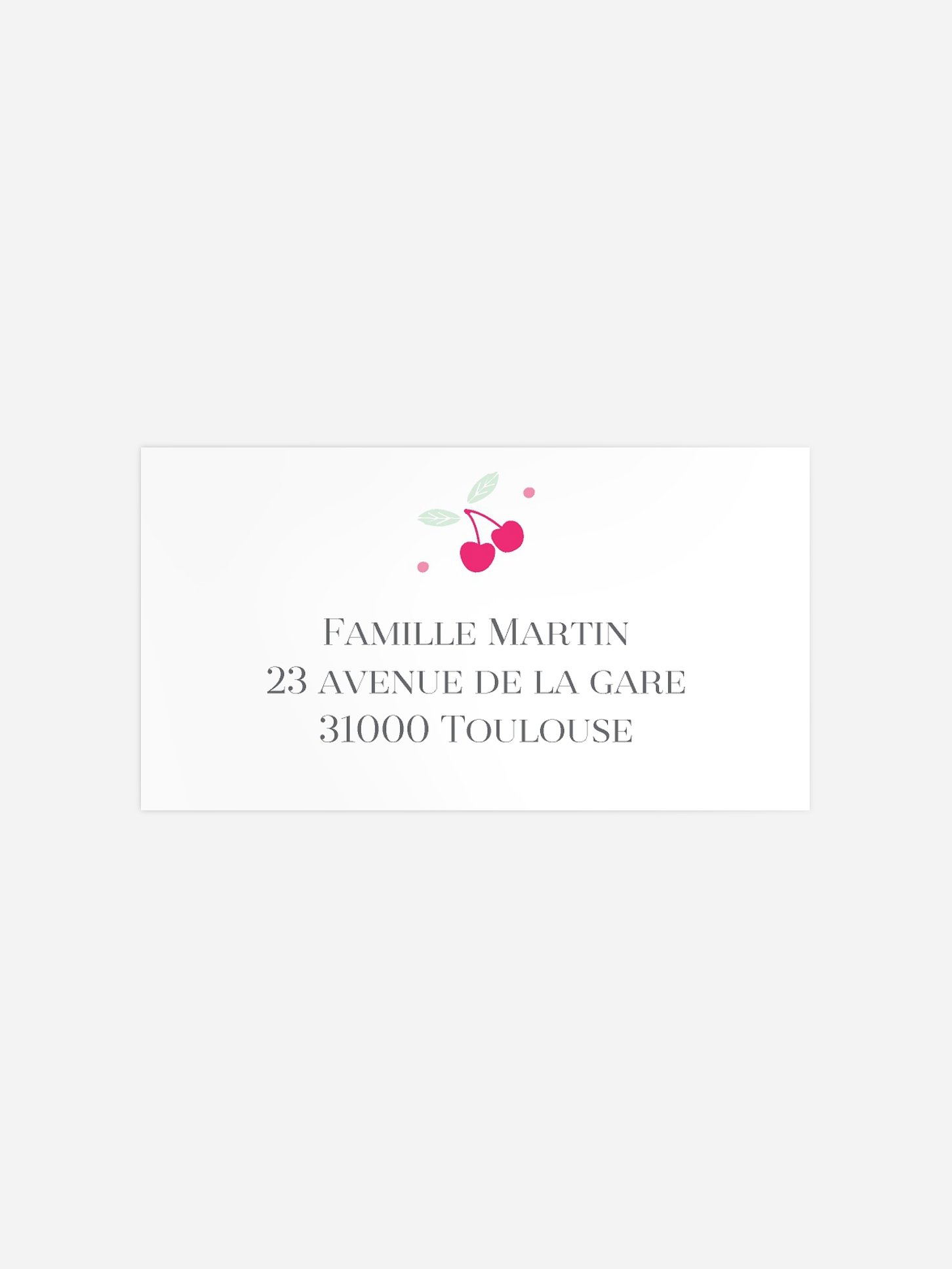 Étiquette destinataire naissance Jolies cerises