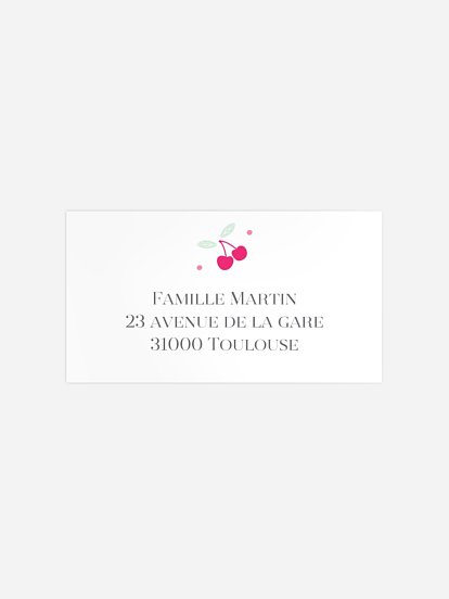 Étiquette destinataire naissance Jolies cerises