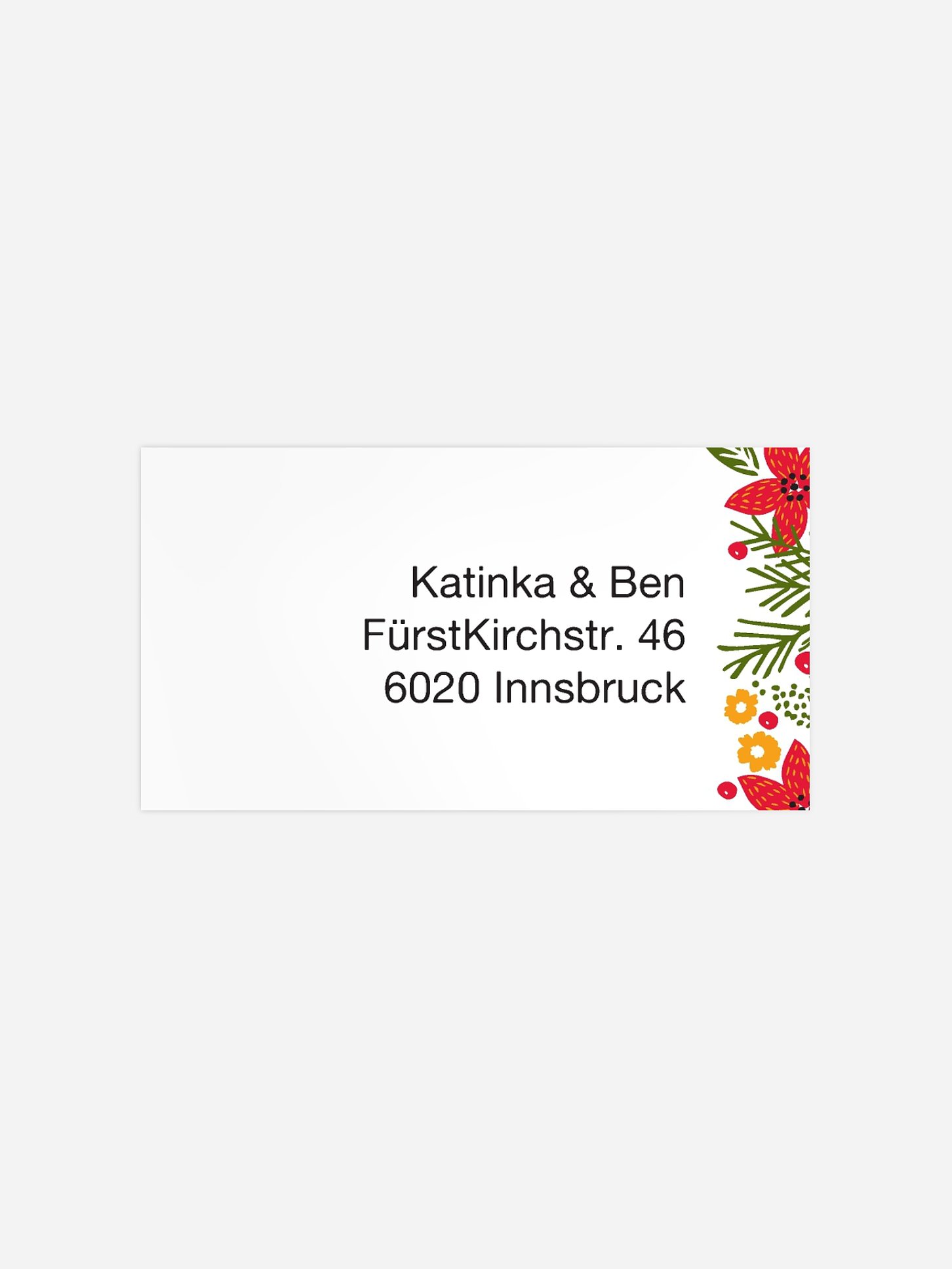 Empfängeraufkleber Weihnachten Floral Fest