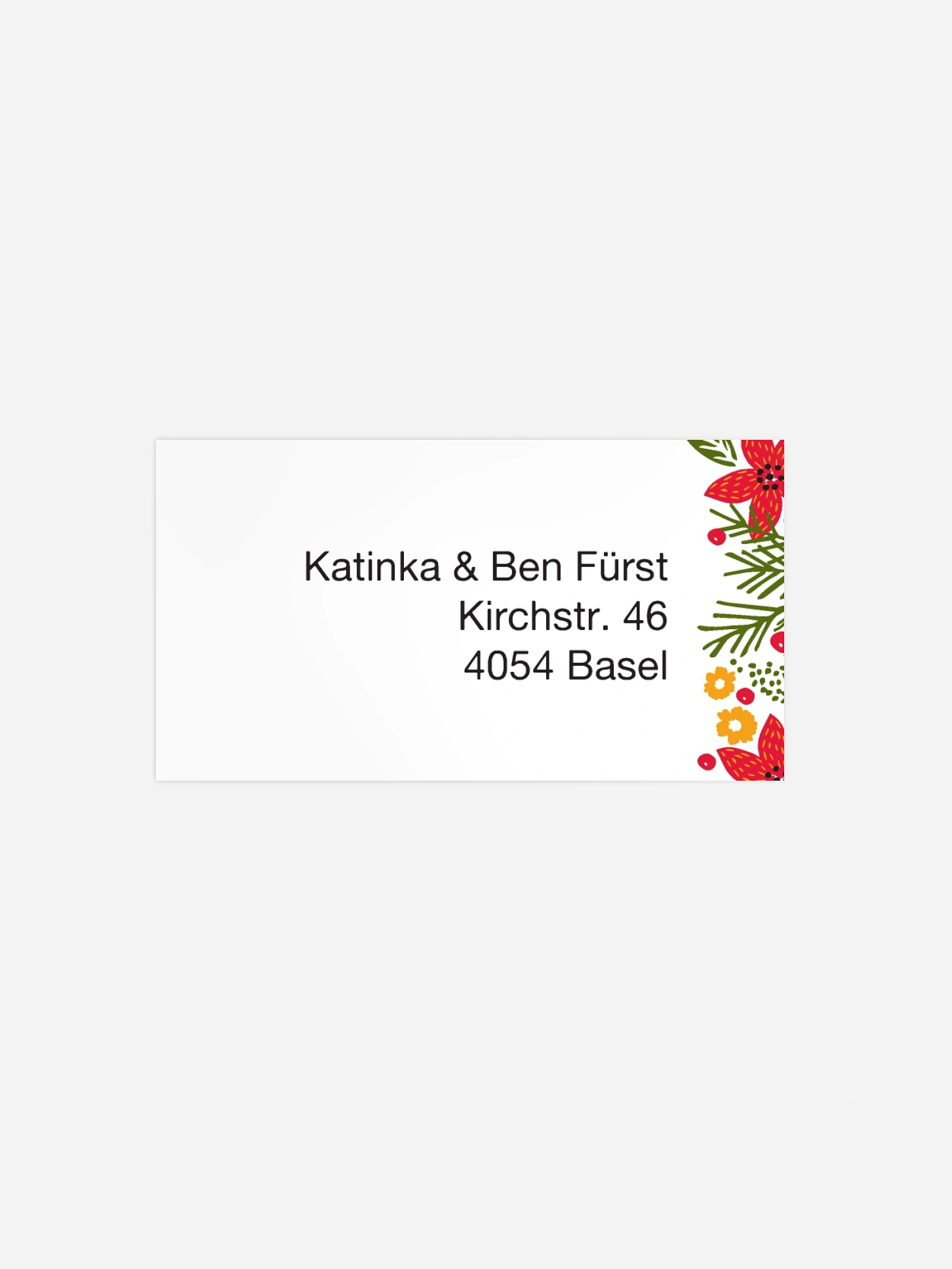 Empfängeraufkleber Weihnachten Floral Fest