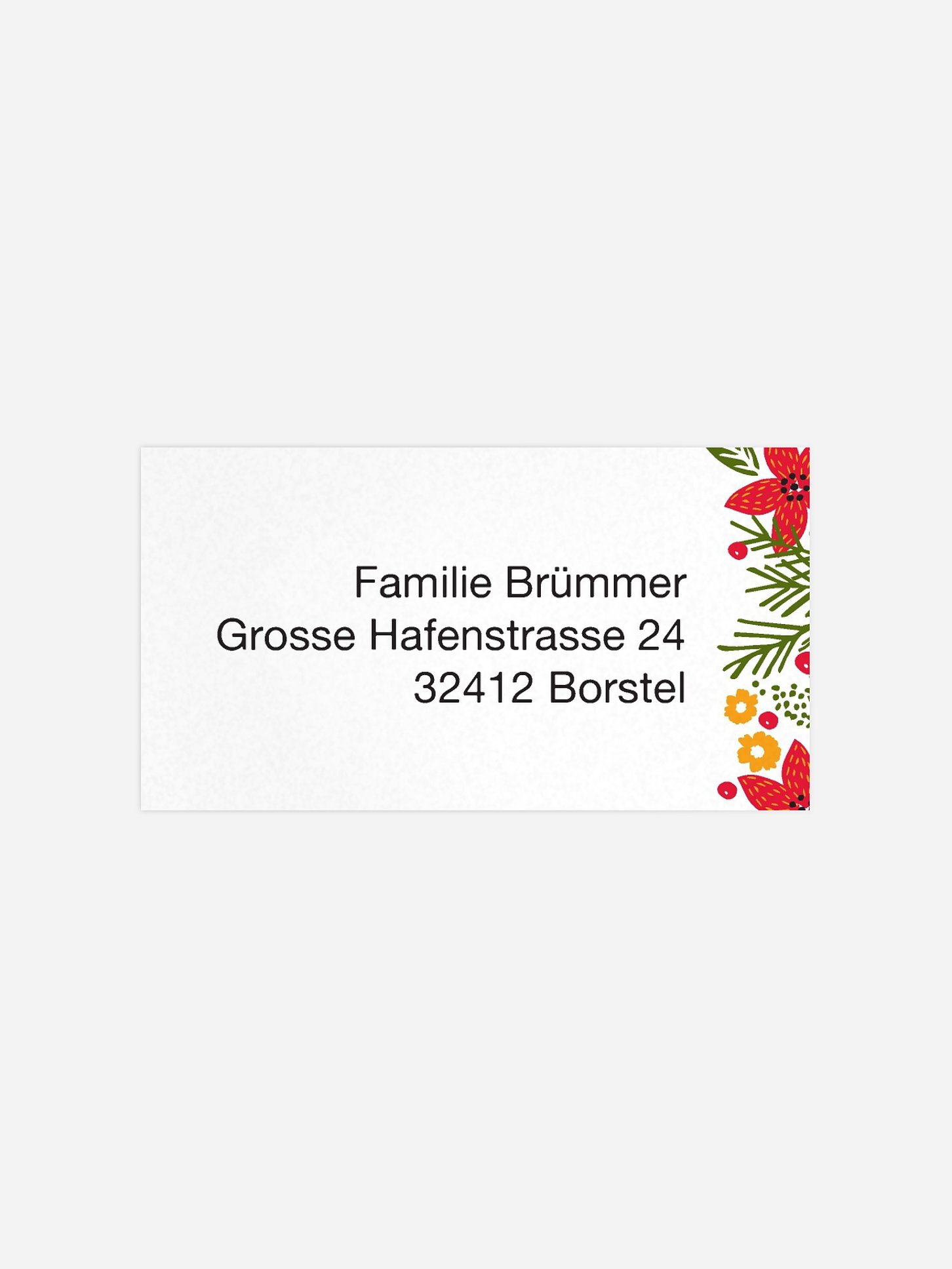 Empfängeraufkleber Weihnachten Floral Fest