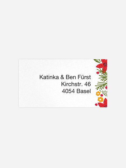 Empfängeraufkleber Weihnachten Floral Fest