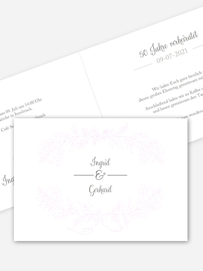Einladung zur Goldenen Hochzeit "Rose Bouquet"