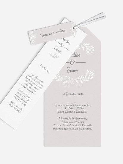 Faire-part mariage Feuilles d'amour