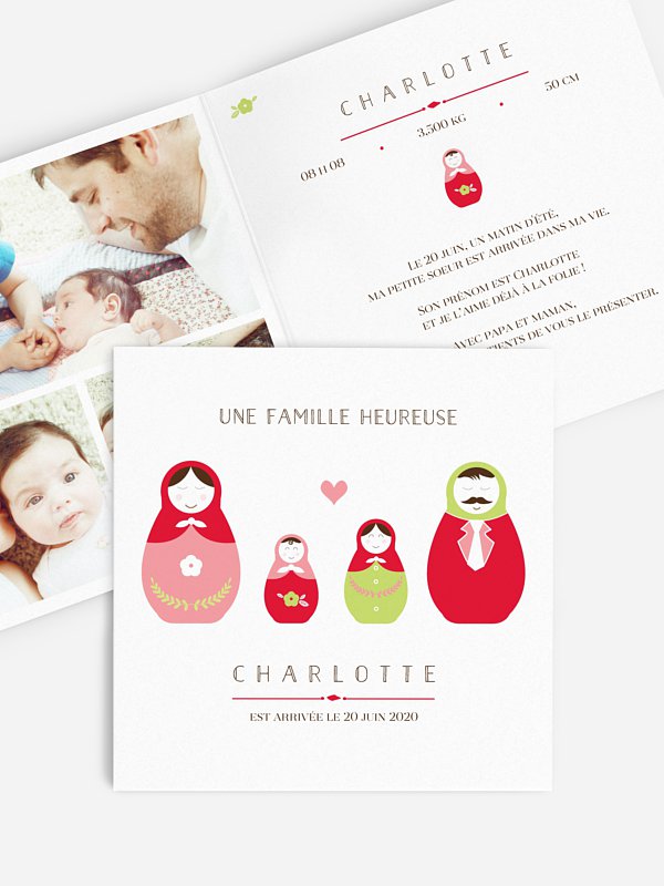 Faire-part naissance Poupées russes