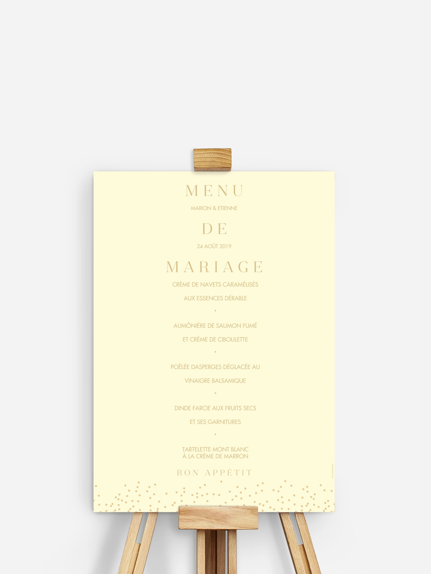 Menu mariage Fairy chic