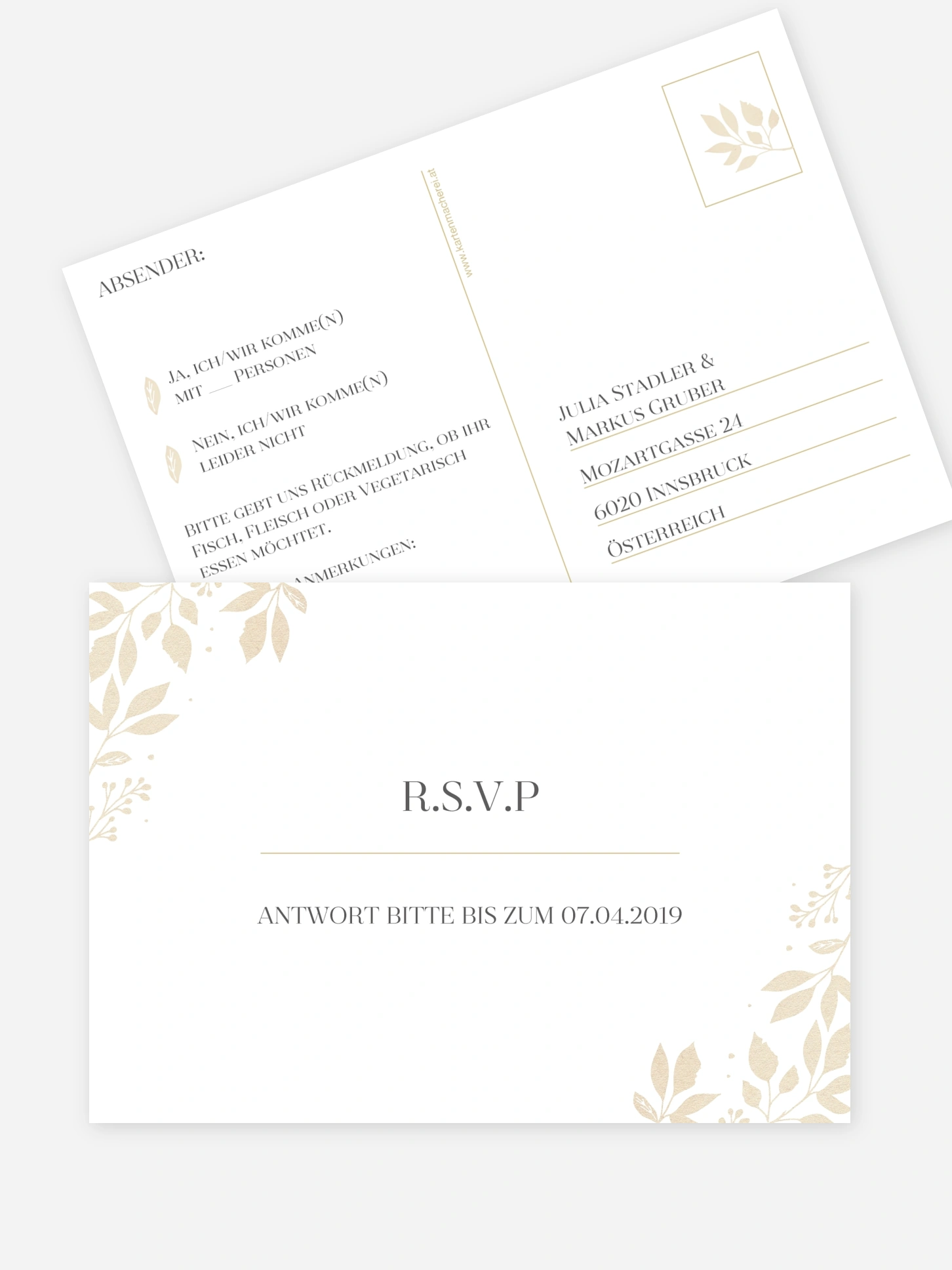 Antwortkarte Hochzeit Versailles