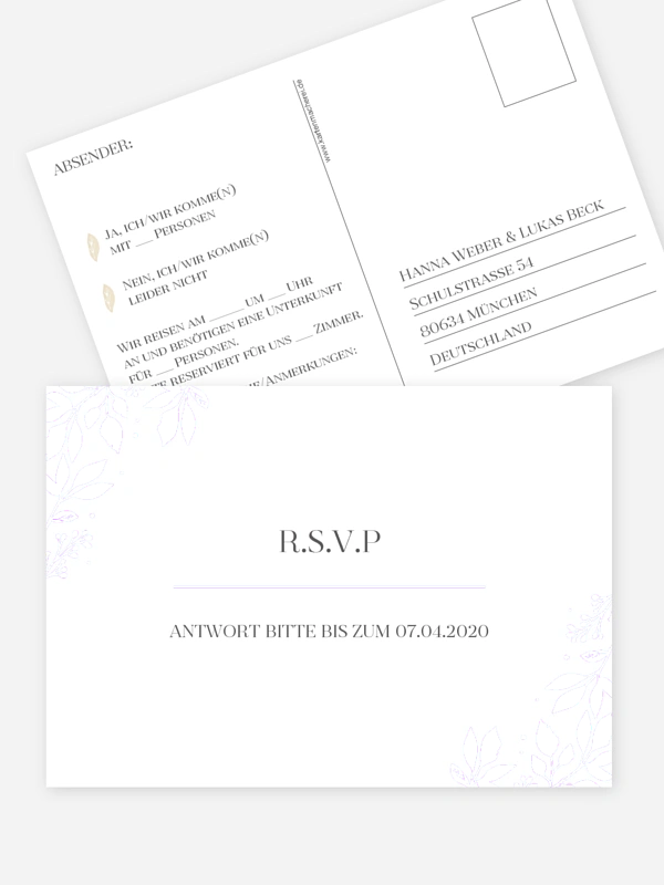 Antwortkarte Hochzeit Versailles Premium