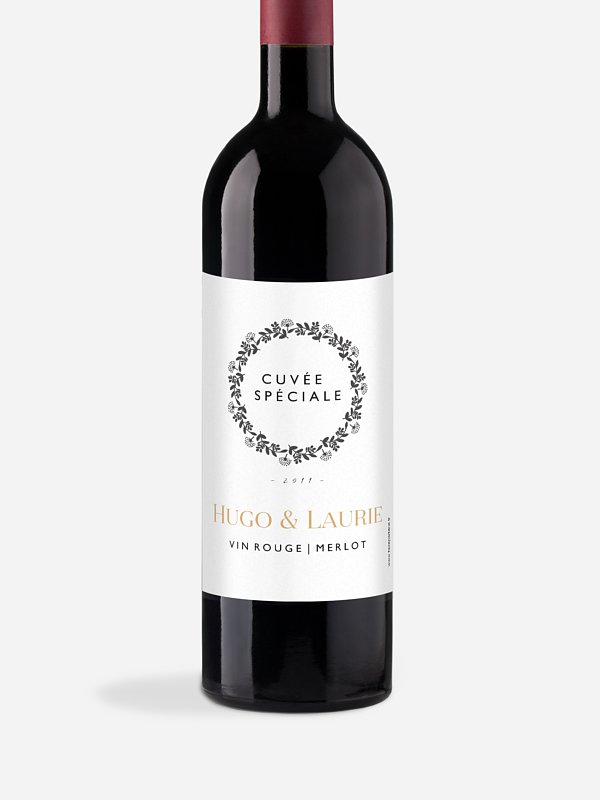 Étiquette bouteille Couronne scintillante - Dorure
