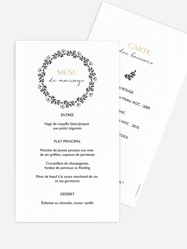 Menu mariage Couronne scintillante - Dorure