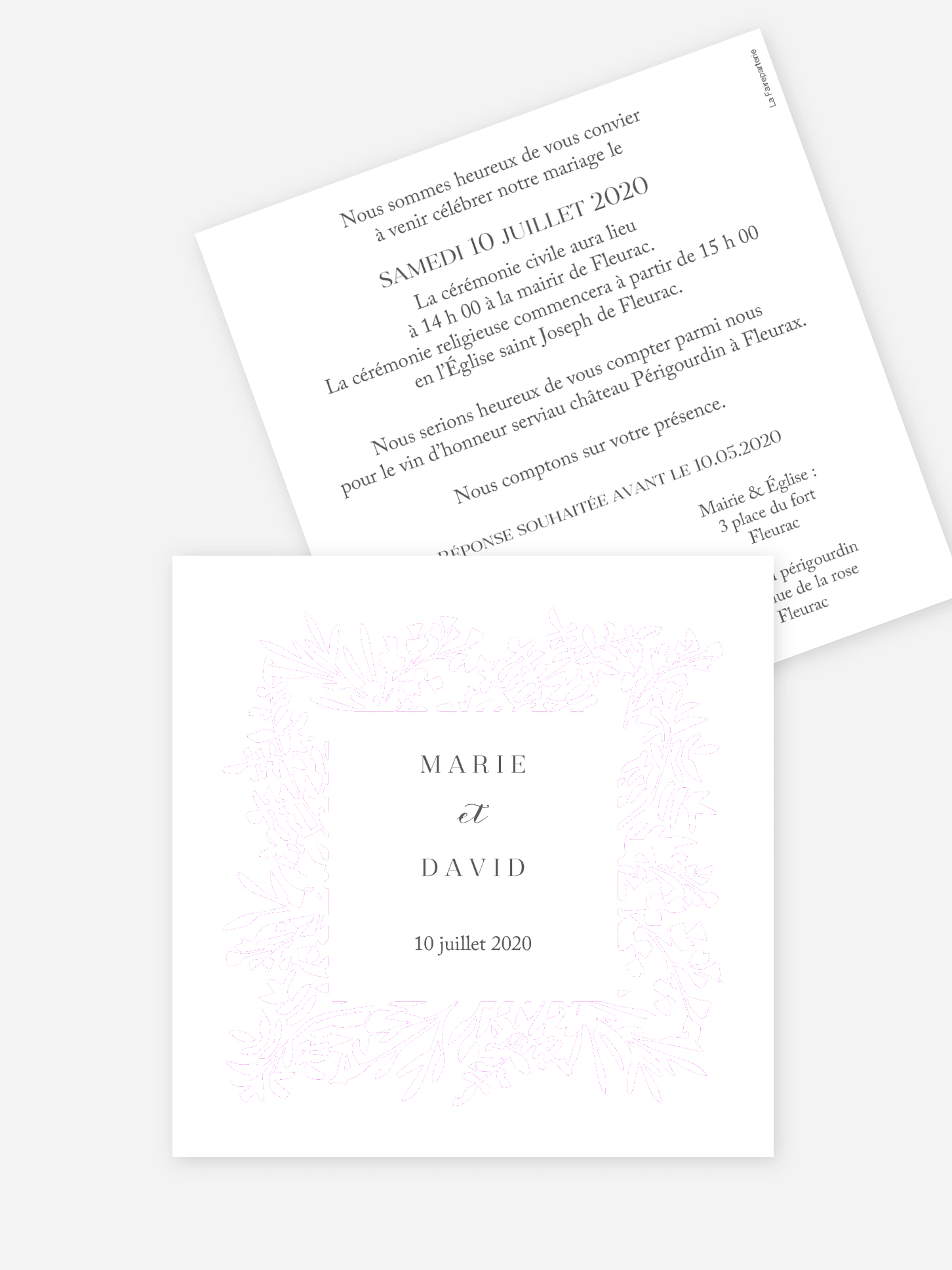 Faire-part de mariage Joli feuillage - dorure